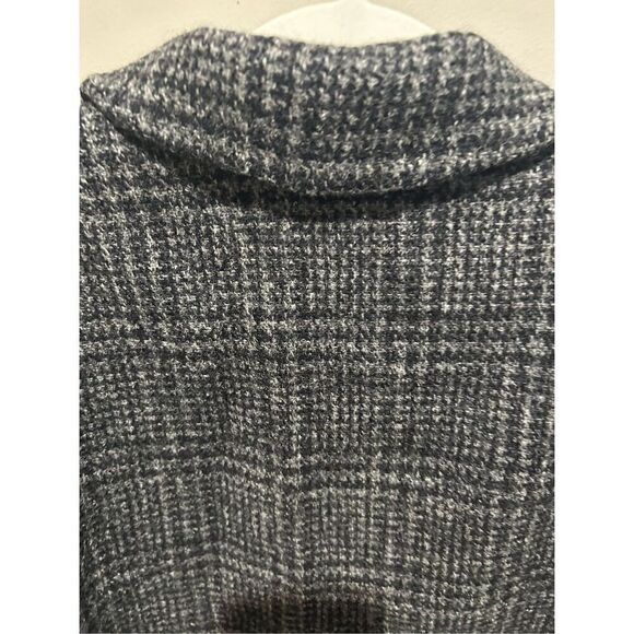 Perry Ellis Wool Windowpane Plaid Woven Peacoat Coat Jacket Womens size 8 Black - Picture 9 of 9